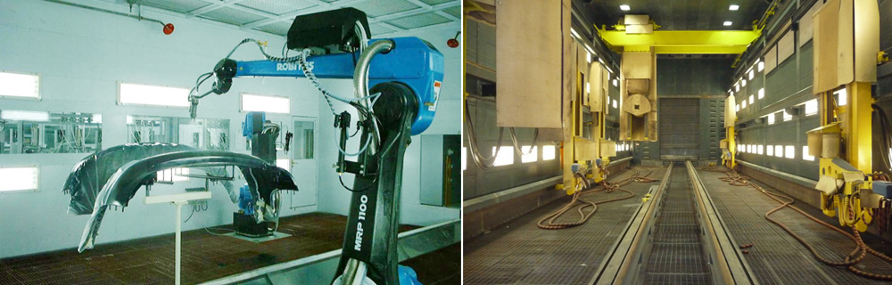 汽車部件全自動機器人噴漆系統設備/全自動掛壁式機器人噴砂房系統
